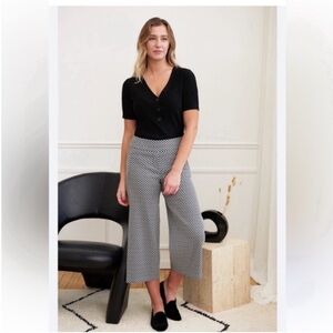 Margaret M Black & White Gingham Cropped Flare Pants Sz SP